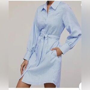 Anthropologie X Mare Mare Blue & White Striped Shirtdress – Size Small – EUC